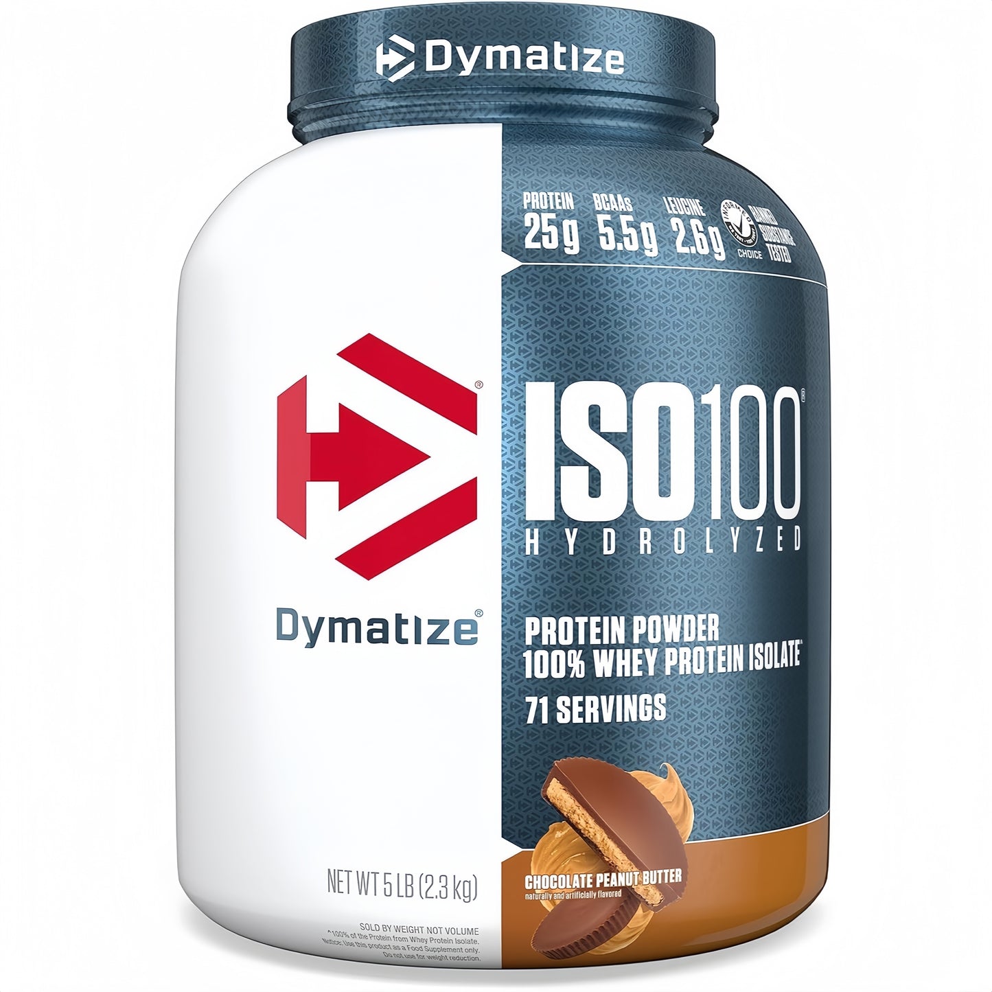 5 Pounds, Dymatize ISO100 Hydrolyzed Protein Powder, 100% Whey Isolate Protein, 25g of Protein